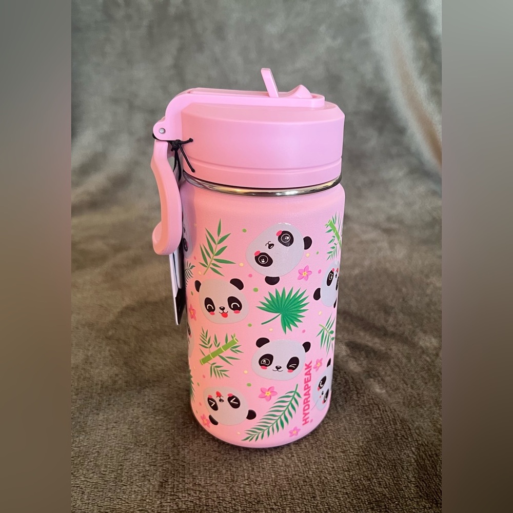 NWT 14 oz Hydrapeak Pastel Pink Pandas Water Bottle